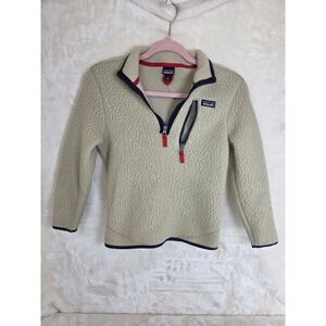 Patagonia kids Fleece Pullover Khaki Navy Blue‎ 65421 Size M 10